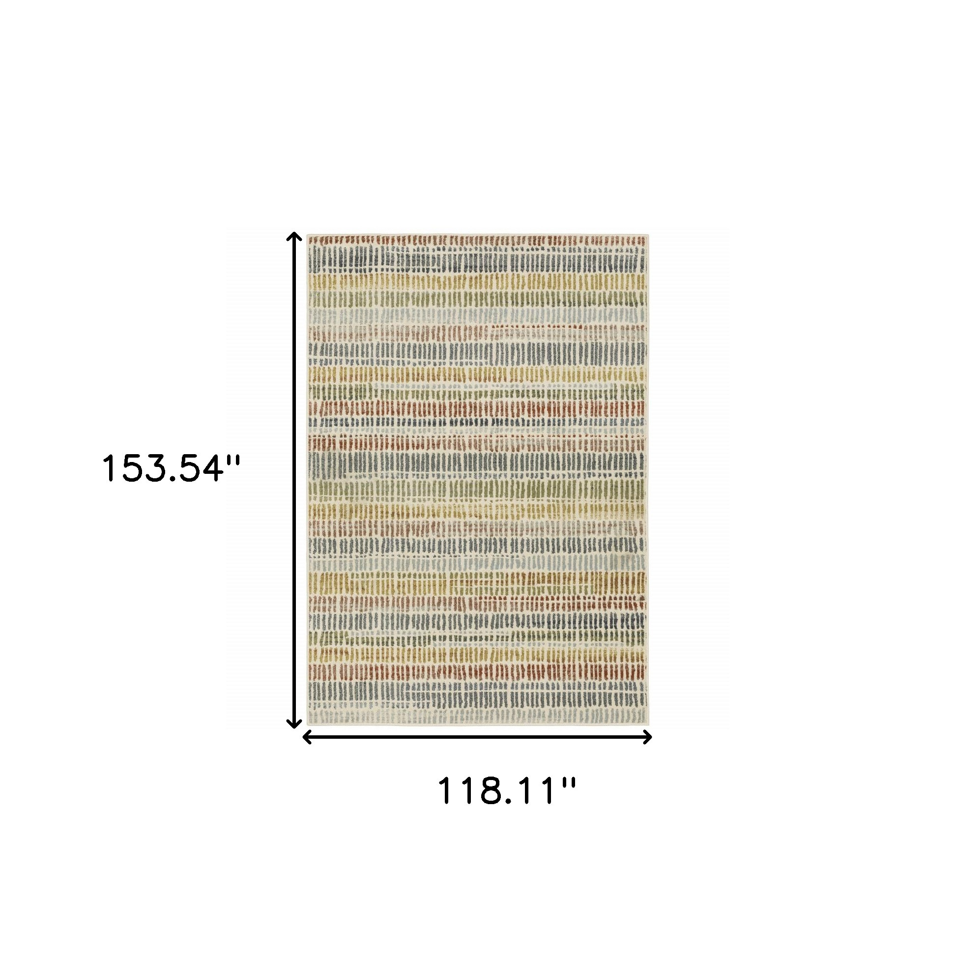 10" X 13" Ivory Blue Green Red And Gold Geometric Power Loom Stain Resistant Area Rug