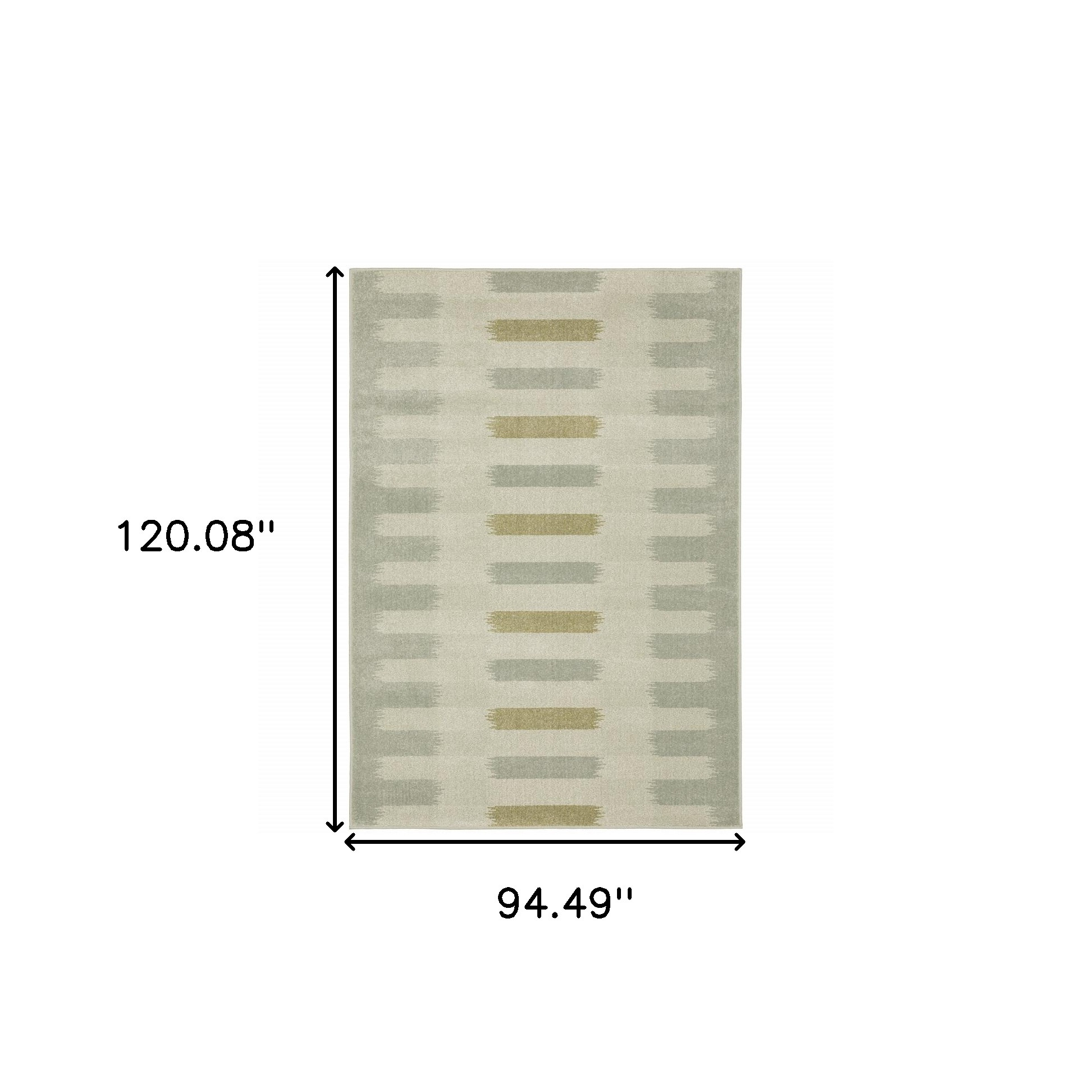 8" X 10" Beige Grey Gold And Green Geometric Power Loom Stain Resistant Area Rug