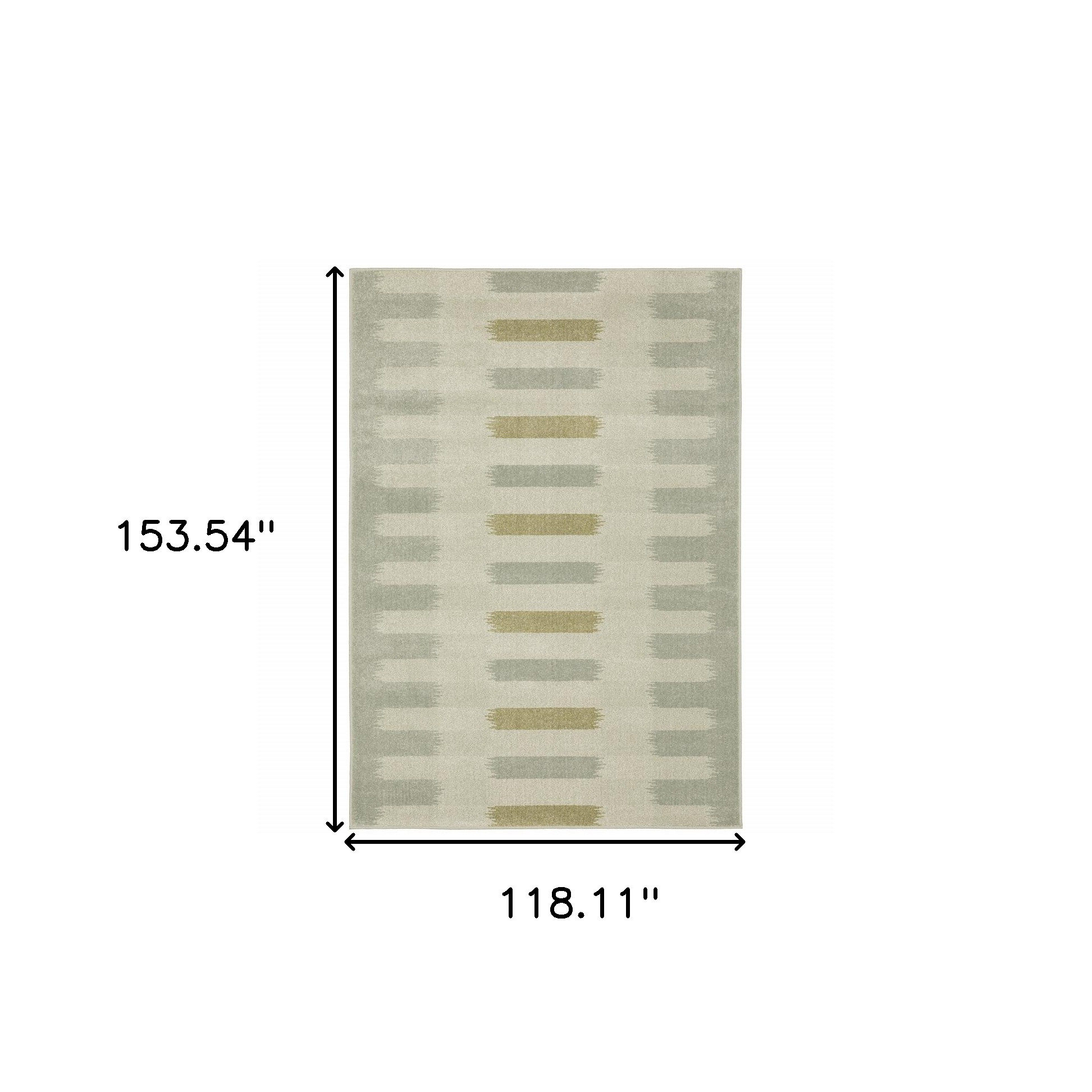 10" X 13" Beige Grey Gold And Green Geometric Power Loom Stain Resistant Area Rug