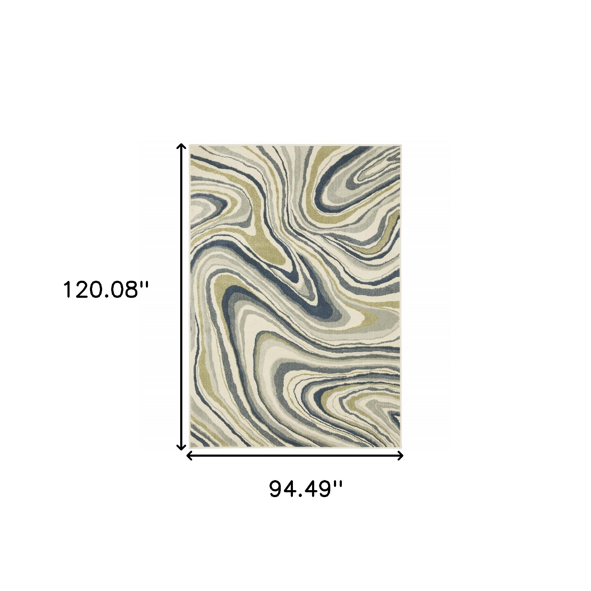 8" X 10" Ivory Blue And Beige Abstract Power Loom Stain Resistant Area Rug