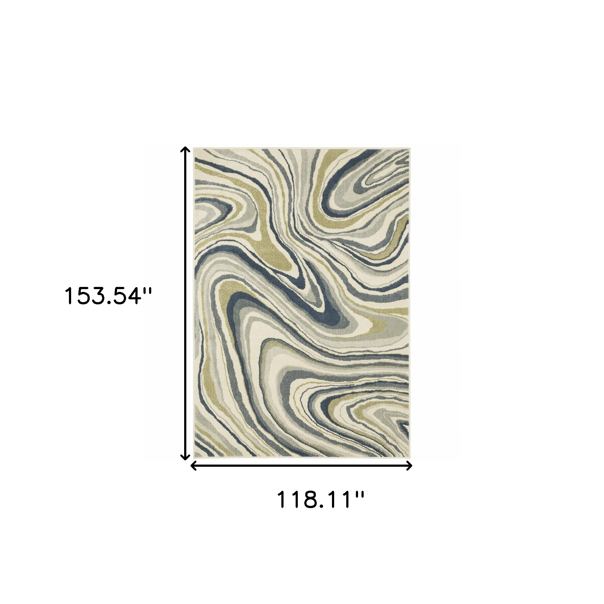10" X 13" Ivory Blue And Beige Abstract Power Loom Stain Resistant Area Rug