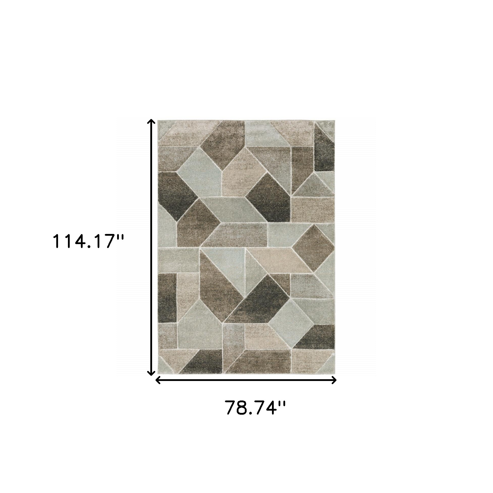 7" X 10" Gray and Ivory Geometric Power Loom Area Rug