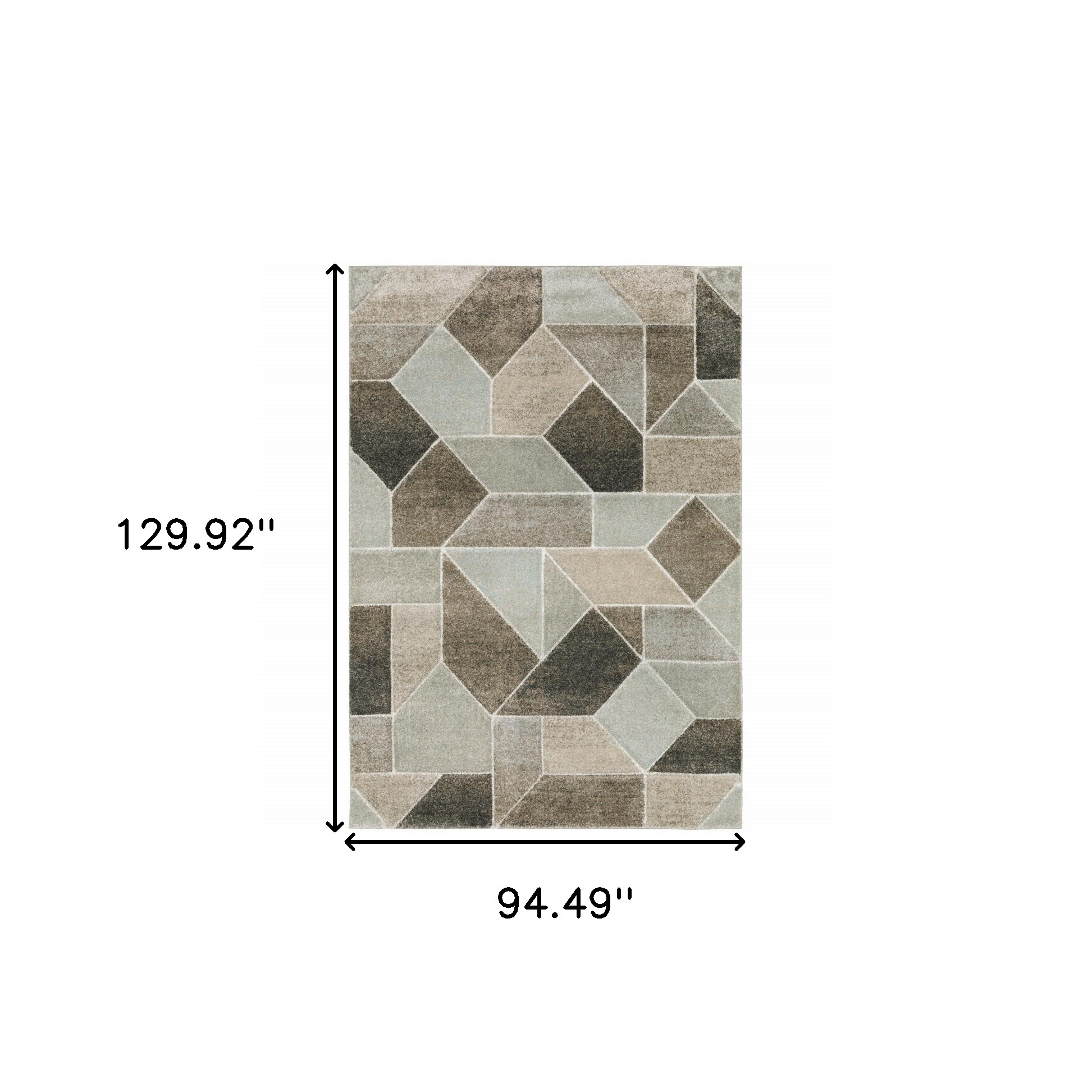 8" X 11" Gray and Ivory Geometric Power Loom Area Rug