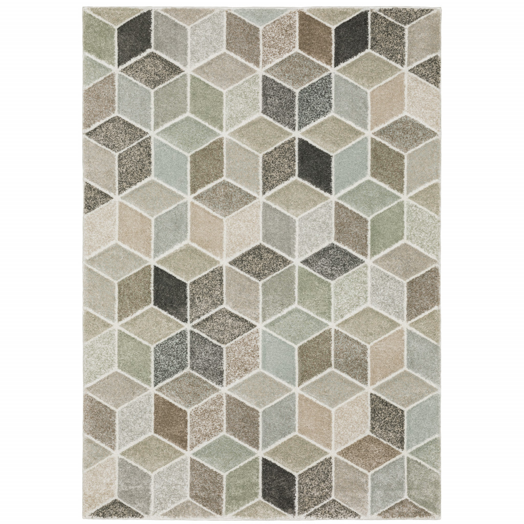 5 X 8 Black And gray geometric Power Loom Area Rug