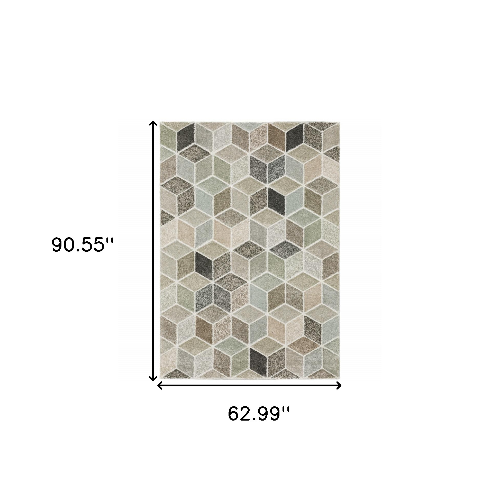 5" X 8" Black And Gray Geometric Power Loom Area Rug