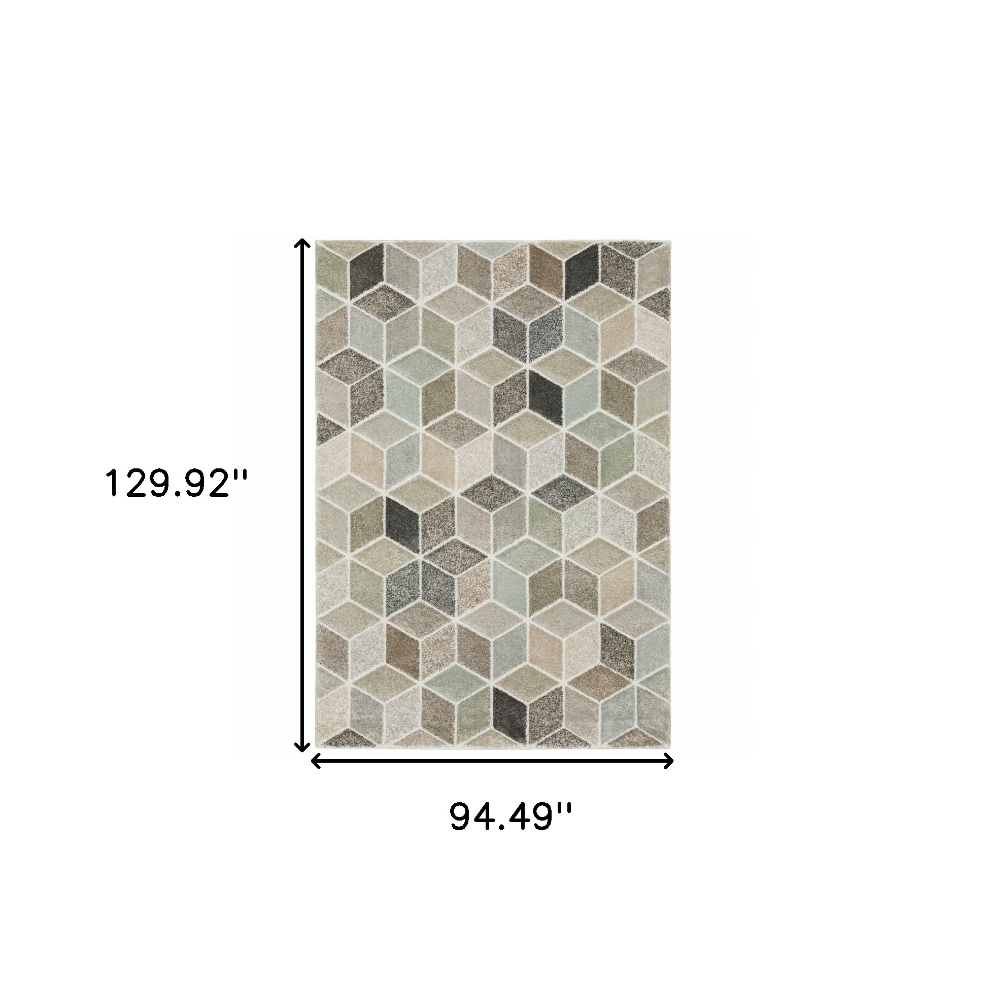8" X 11" Black and Gray Geometric Power Loom Area Rug