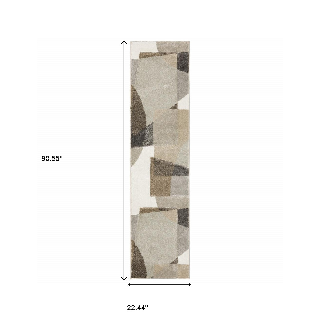 2" X 8" Brown And Ivory Geometric Power Loom Runner Rug