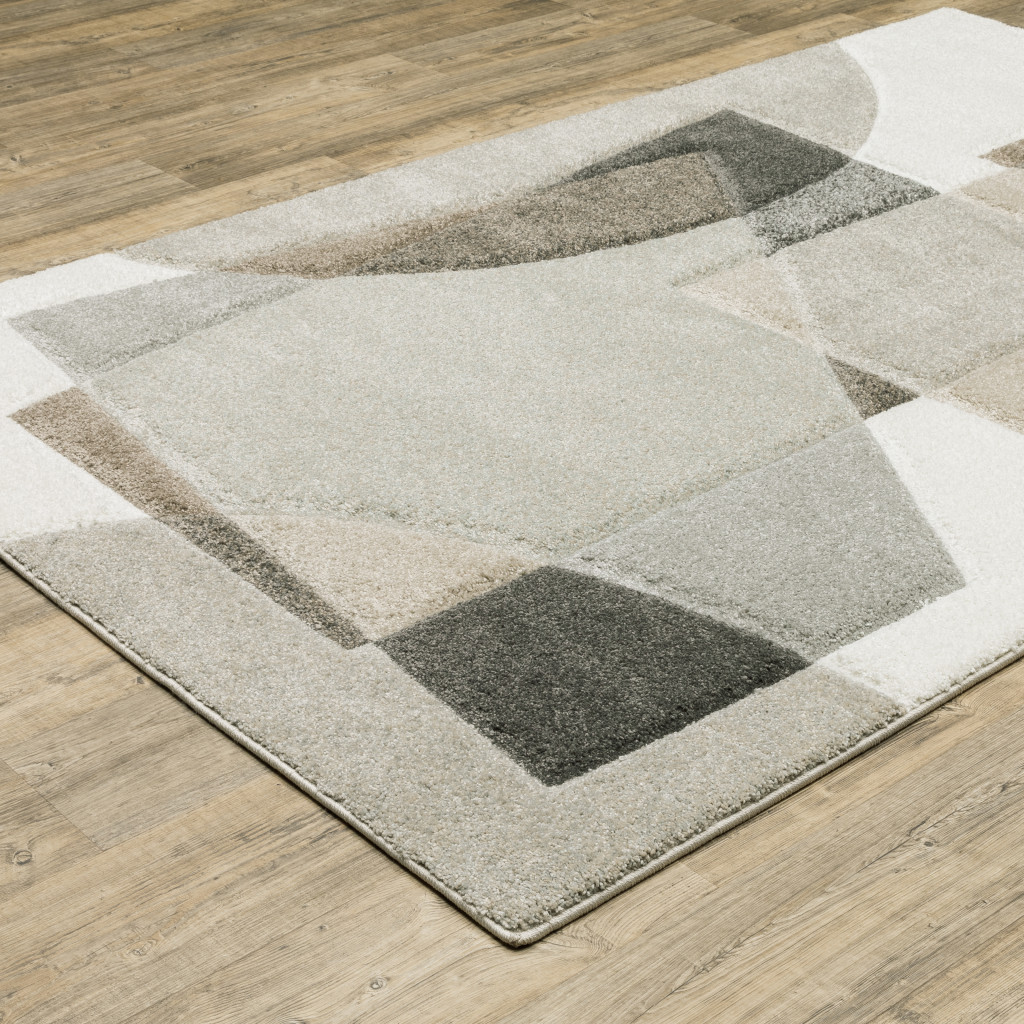 5" X 8" Beige Geometric Power Loom Area Rug