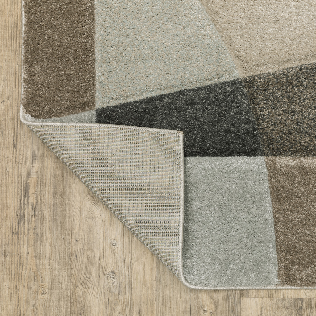 5" X 8" Beige Geometric Power Loom Area Rug