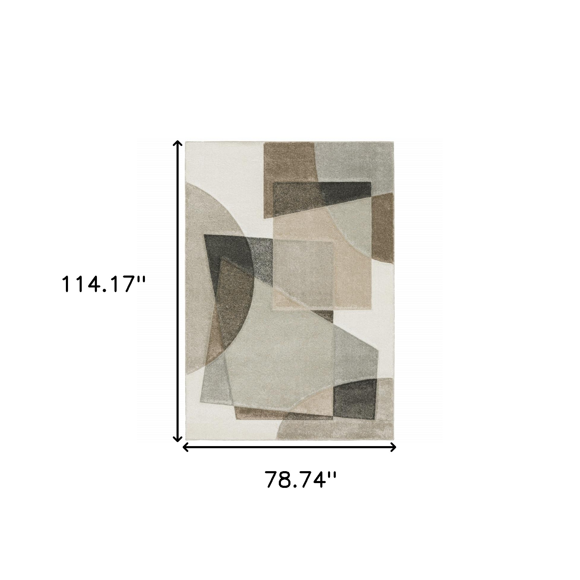6" X 9" Beige Geometric Power Loom Stain Resistant Area Rug