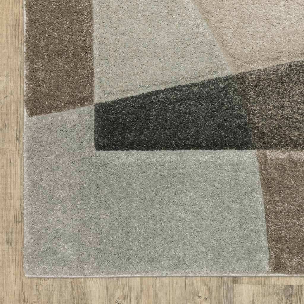6" X 9" Beige Geometric Power Loom Stain Resistant Area Rug