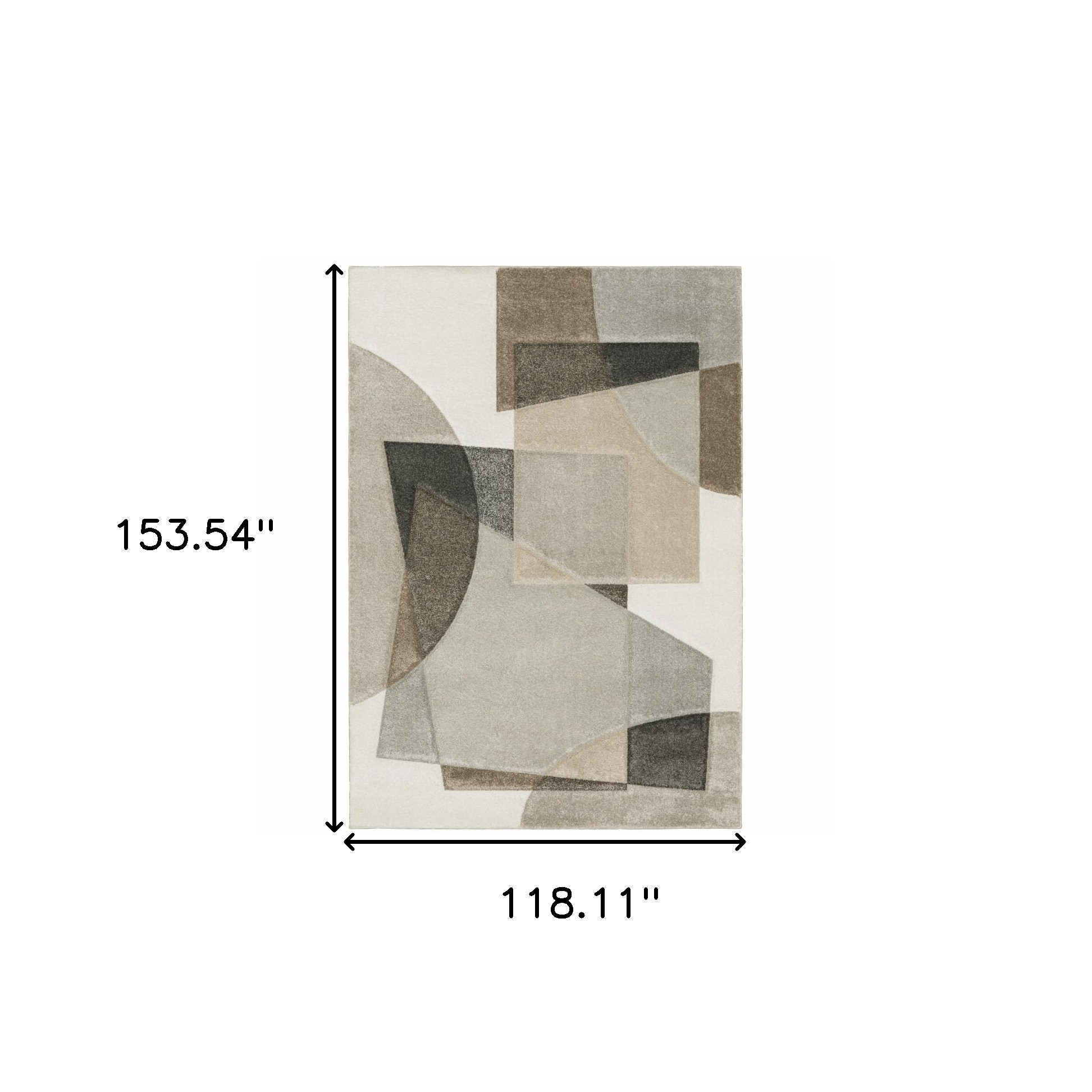 10" X 13" Beige Geometric Power Loom Stain Resistant Area Rug
