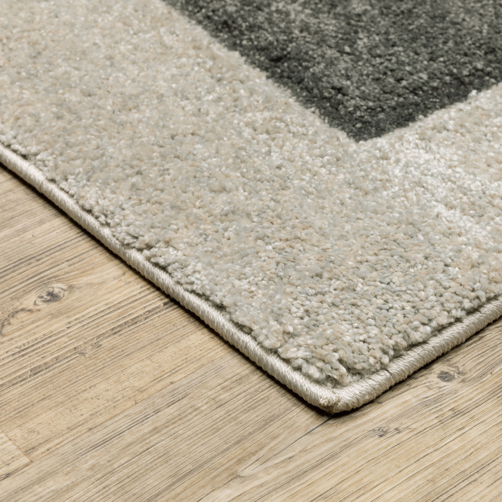 10" X 13" Beige Geometric Power Loom Stain Resistant Area Rug