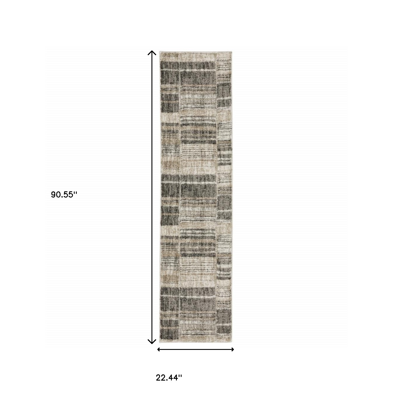2" X 8" Grey Charcoal Ivory Tan Brown And Beige Geometric Power Loom Stain Resistant Runner Rug