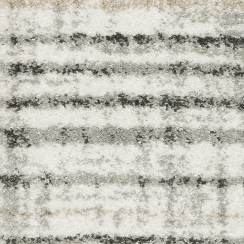 3" X 5" Grey Charcoal Ivory Tan Brown And Beige Geometric Power Loom Stain Resistant Area Rug