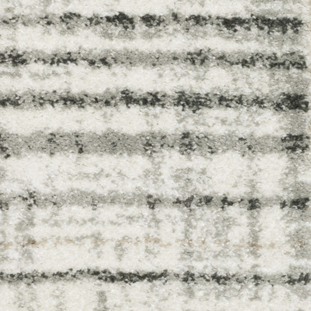 5" X 8" Grey Charcoal Ivory Tan Brown And Beige Geometric Power Loom Stain Resistant Area Rug