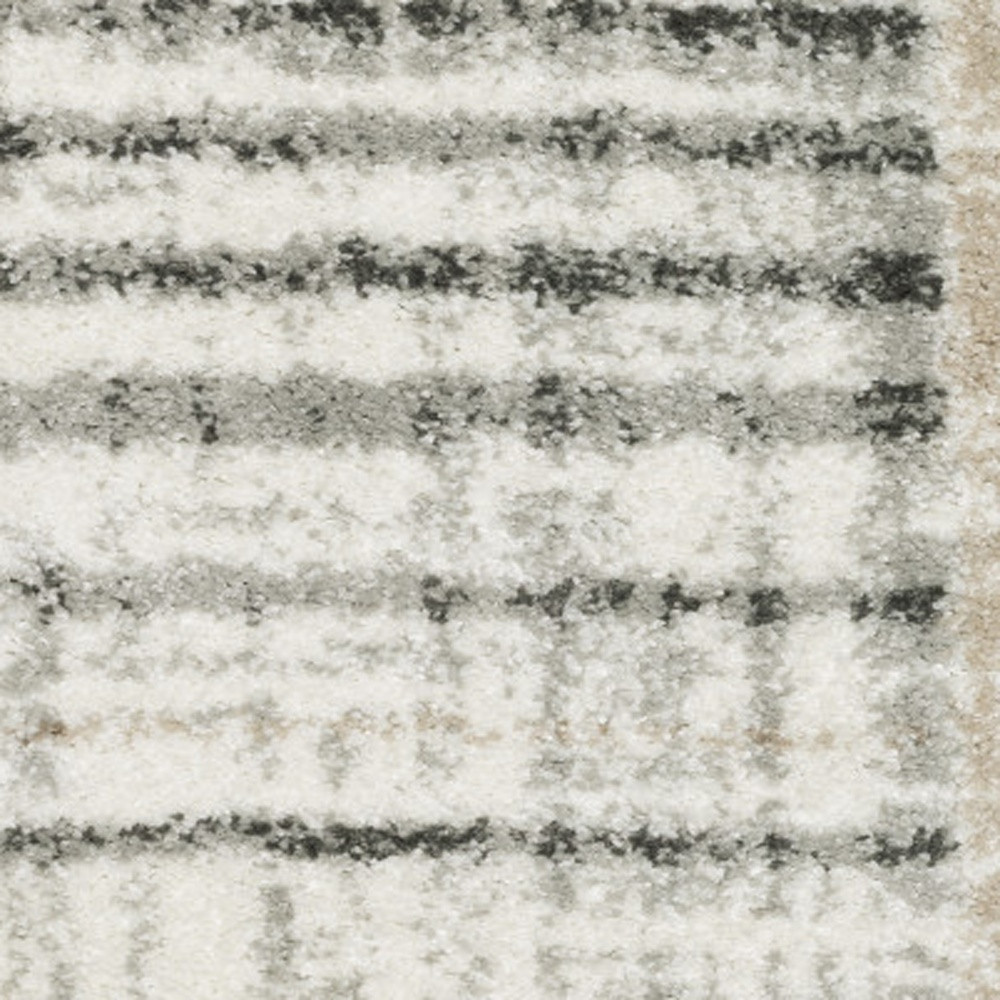 6" X 9" Grey Charcoal Ivory Tan Brown And Beige Geometric Power Loom Stain Resistant Area Rug