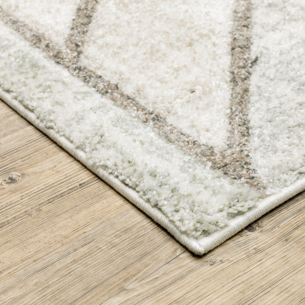 6" X 9" Gray And Ivory Geometric Power Loom Area Rug