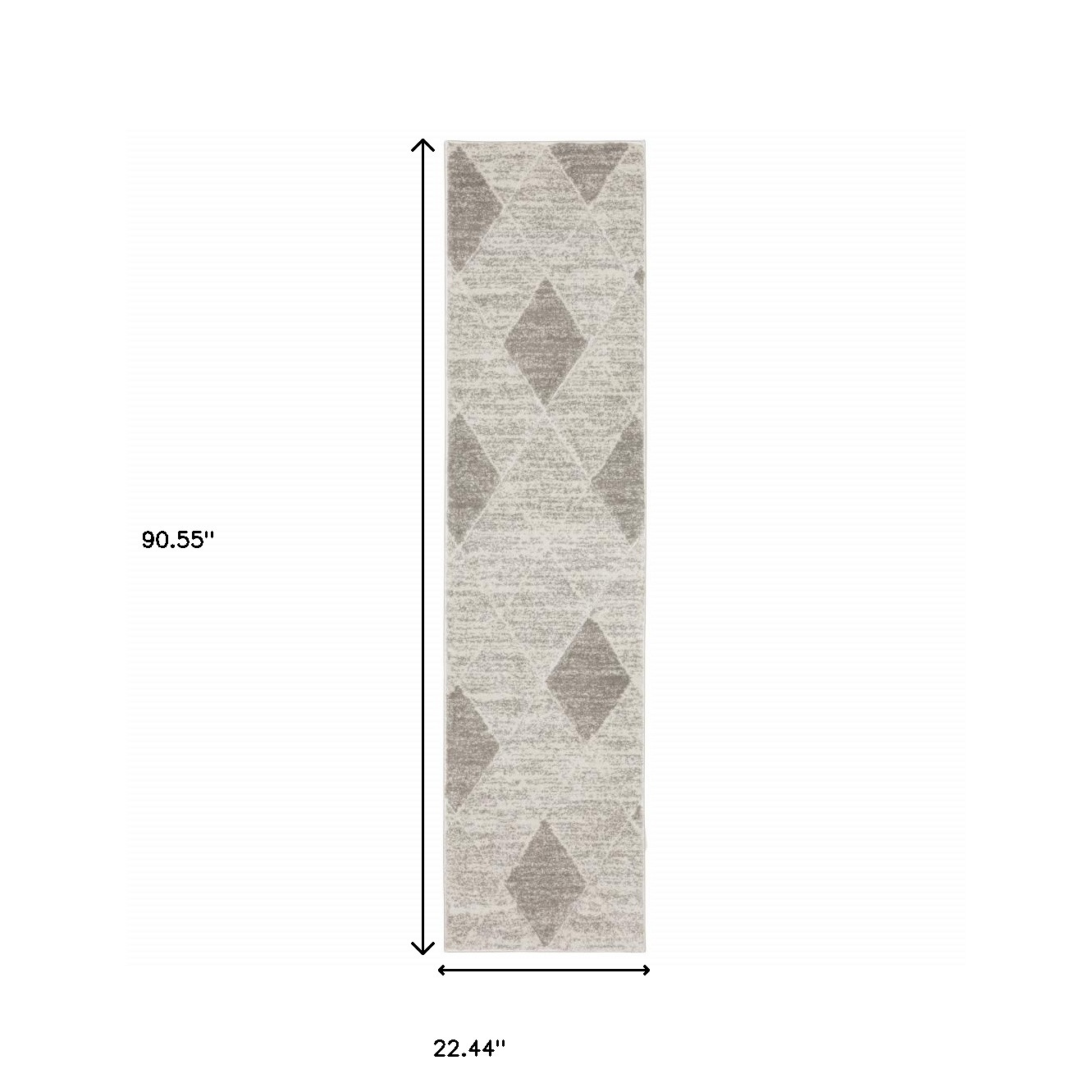 2" X 8" Grey And Ivory Geometric Power Loom Stain Resistant Runner Rug