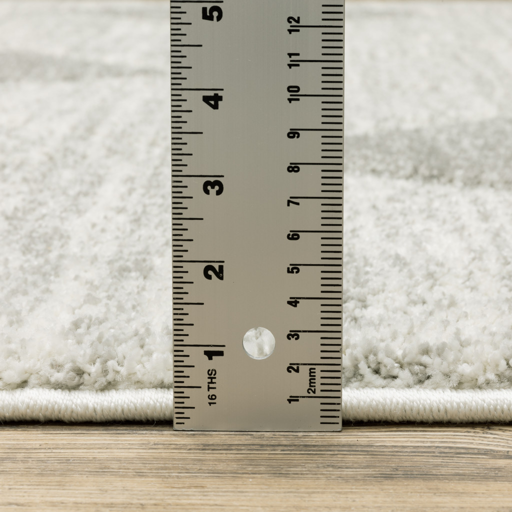 2" X 8" Grey And Ivory Geometric Power Loom Stain Resistant Runner Rug