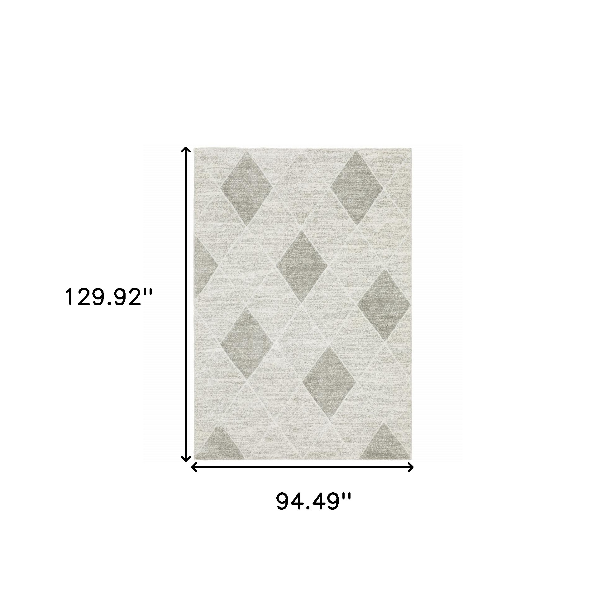 8" X 11" Gray and Ivory Geometric Power Loom Area Rug