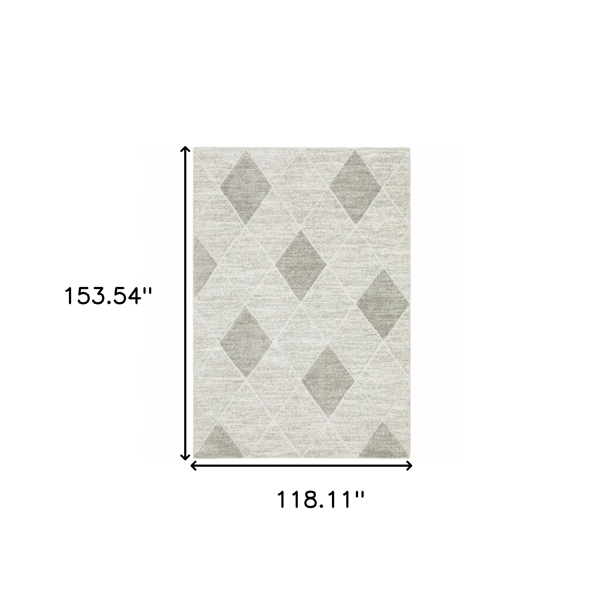 10" X 13" Grey And Ivory Geometric Power Loom Stain Resistant Area Rug