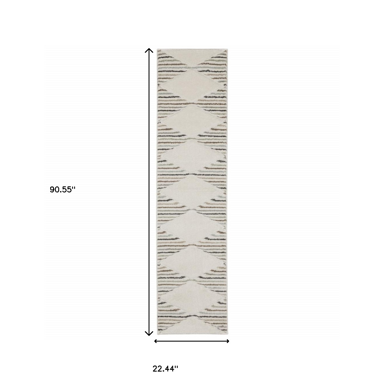 2" X 8" Brown And Ivory Geometric Power Loom Runner Rug