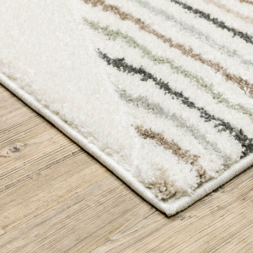 2" X 8" Brown And Ivory Geometric Power Loom Runner Rug