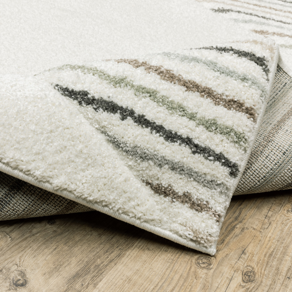 2" X 8" Brown And Ivory Geometric Power Loom Runner Rug
