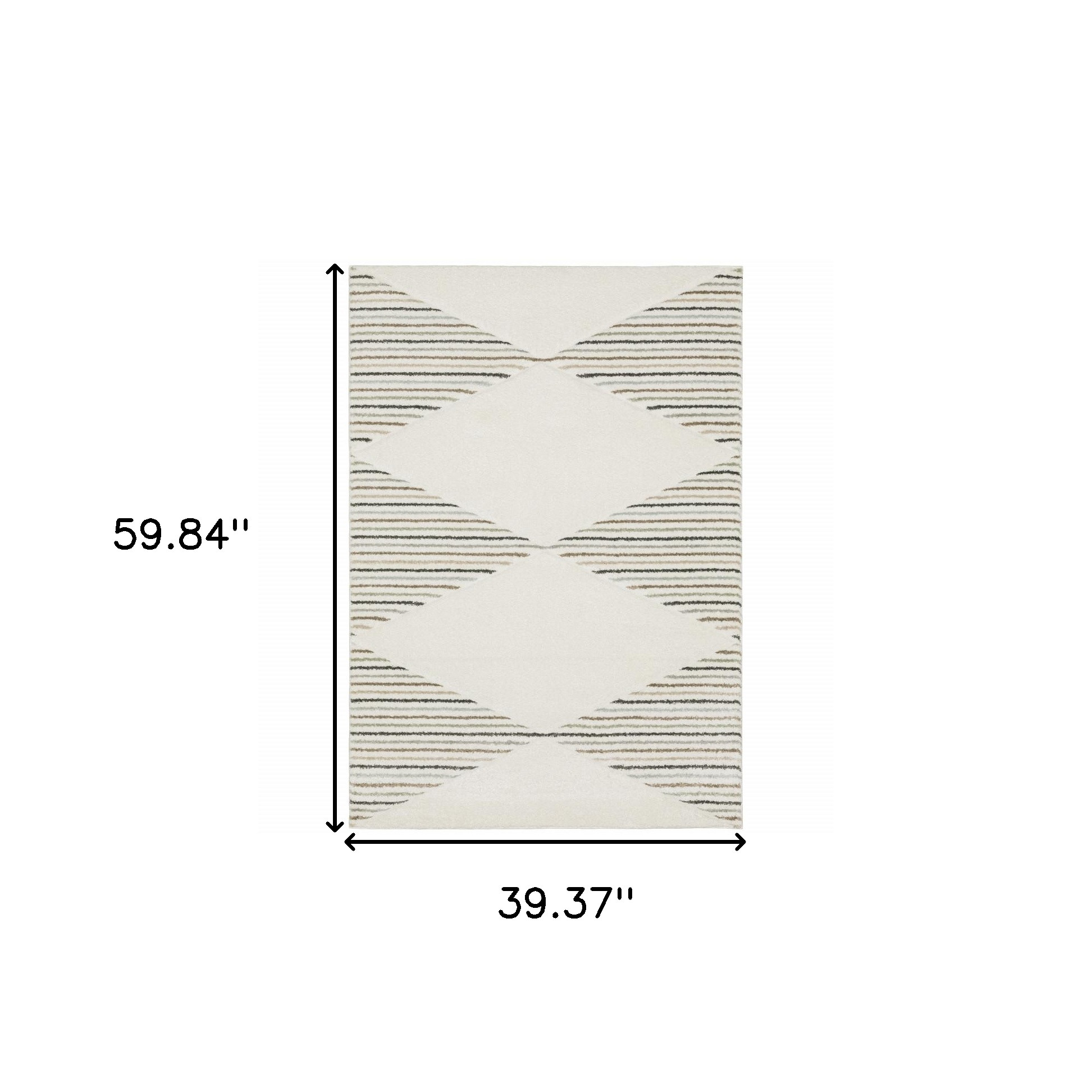 3" X 5" Beige Grey Sage Green Pale Blue Brown And Charcoal Geometric Power Loom Stain Resistant Area Rug