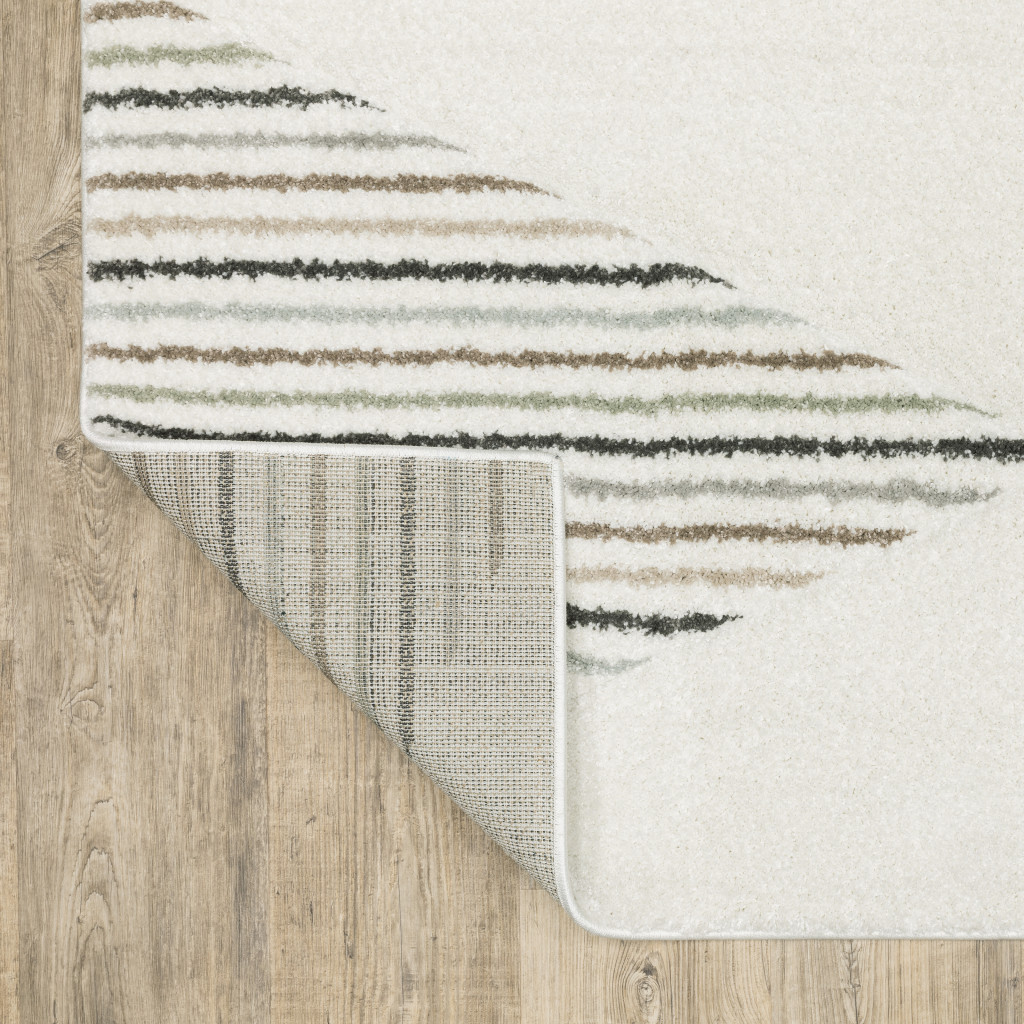 8" X 11" Beige and Black Geometric Power Loom Area Rug