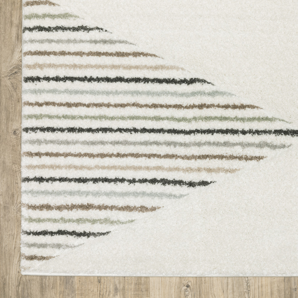 8" X 11" Beige and Black Geometric Power Loom Area Rug
