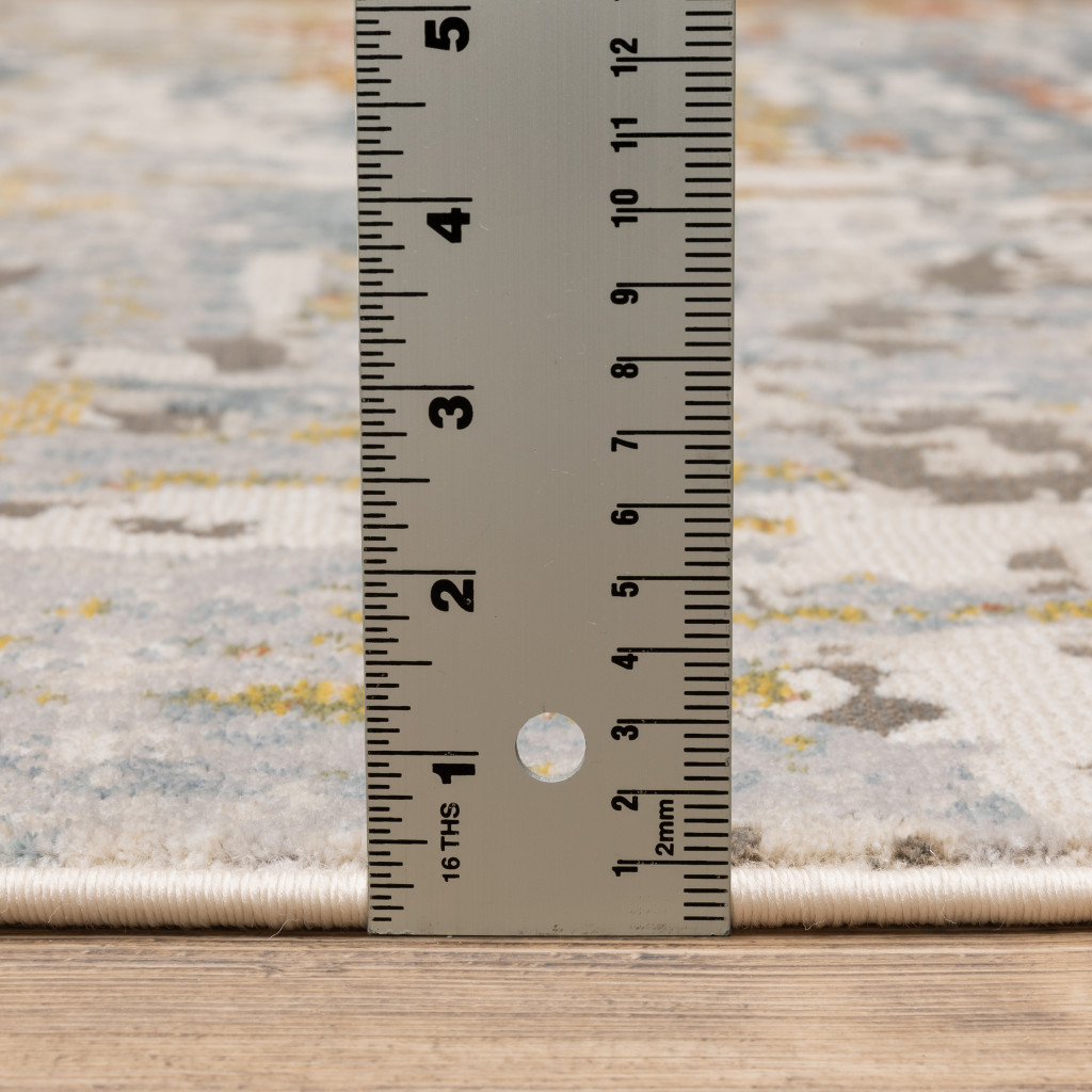 2" X 8" Grey Blue Beige Gold And Rust Abstract Power Loom Stain Resistant Runner Rug
