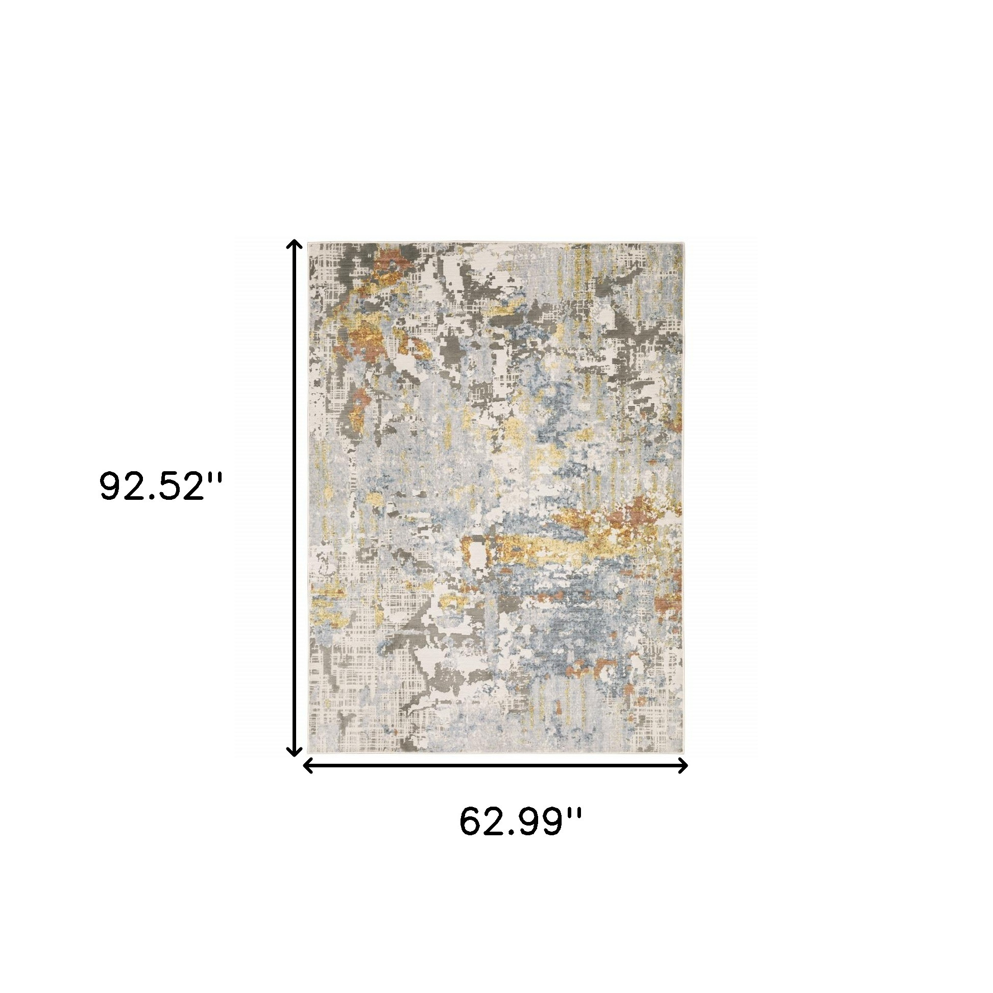 5" X 8" Grey Blue Beige Gold And Rust Abstract Power Loom Stain Resistant Area Rug