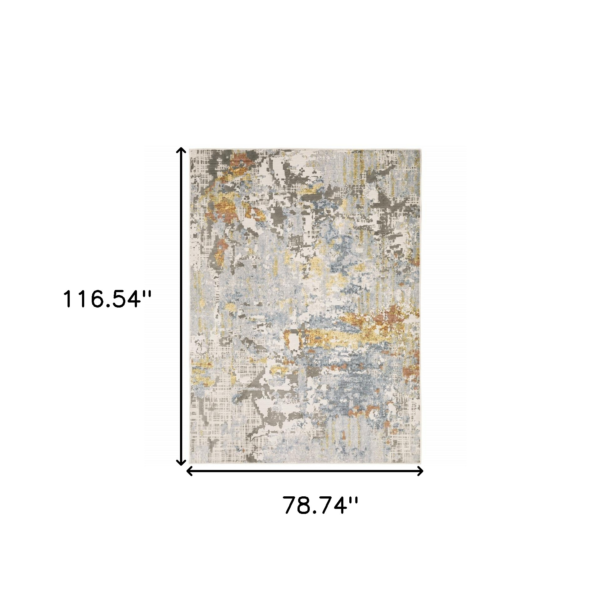 7" X 10" Blue and Gray Abstract Power Loom Area Rug