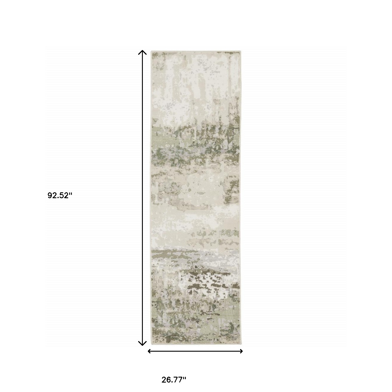 2" X 8" Beige Grey Brown And Sage Green Abstract Power Loom Stain Resistant Runner Rug