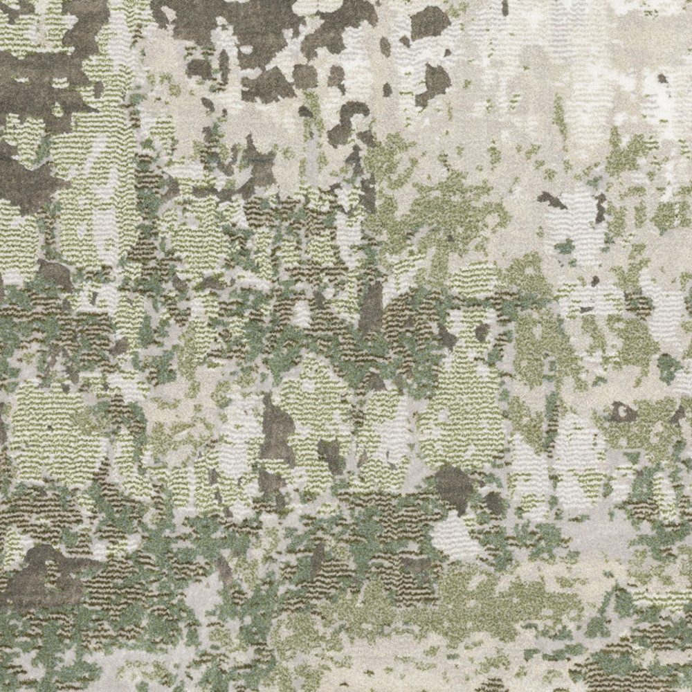 6" X 9" Beige Grey Brown And Sage Green Abstract Power Loom Stain Resistant Area Rug