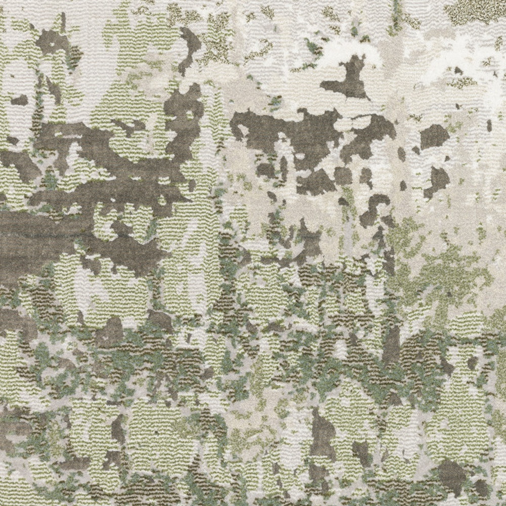 10" X 13" Beige Grey Brown And Sage Green Abstract Power Loom Stain Resistant Area Rug