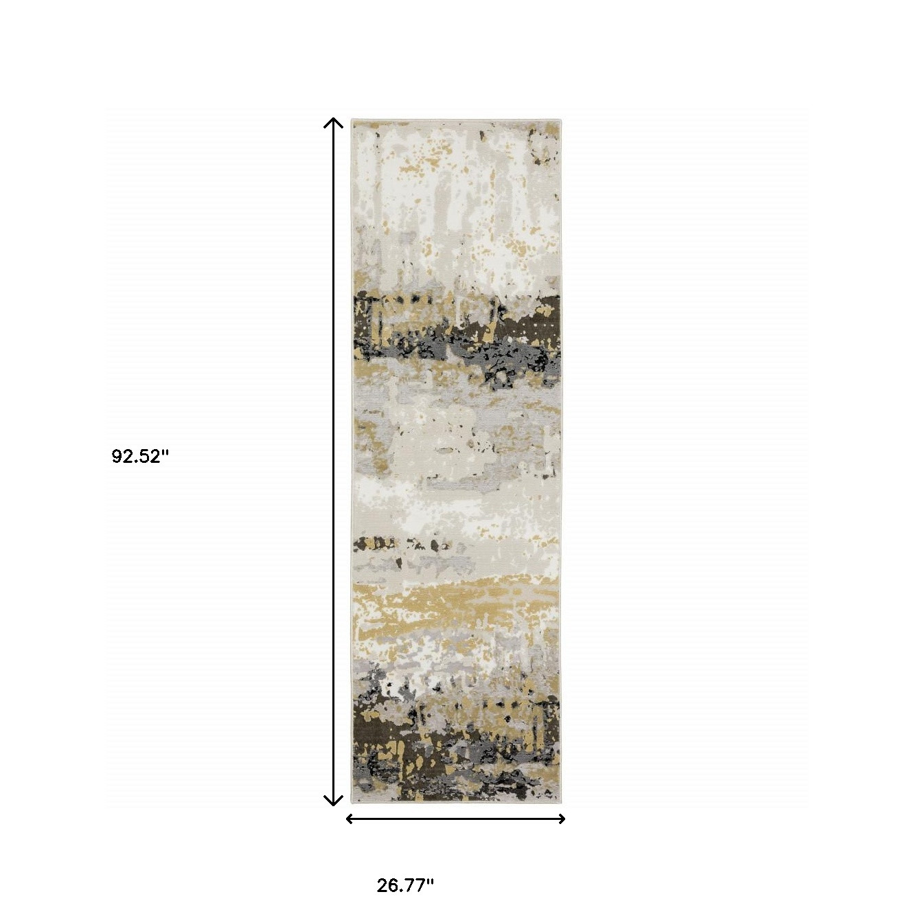 2" X 8" Grey Gold Beige Black And Brown Abstract Power Loom Stain Resistant Runner Rug