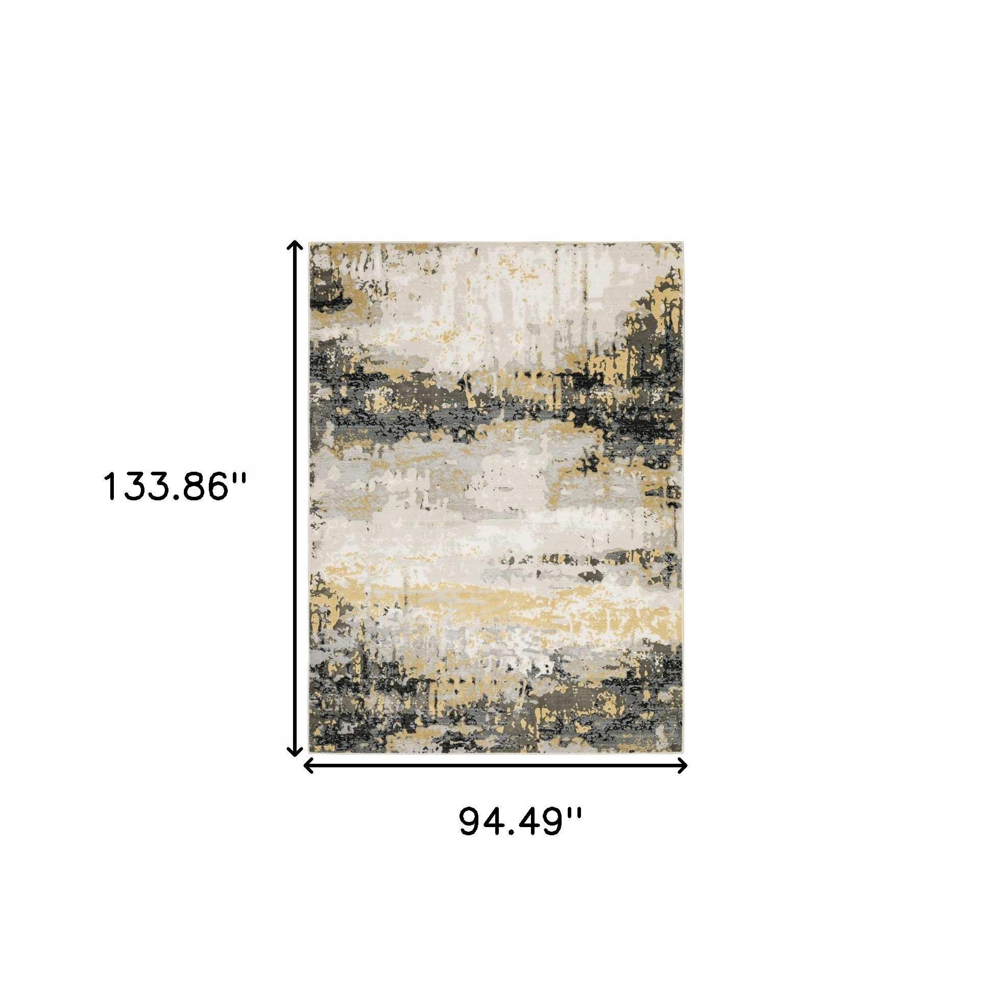 8" X 11" Grey Gold Beige Black And Brown Abstract Power Loom Stain Resistant Area Rug