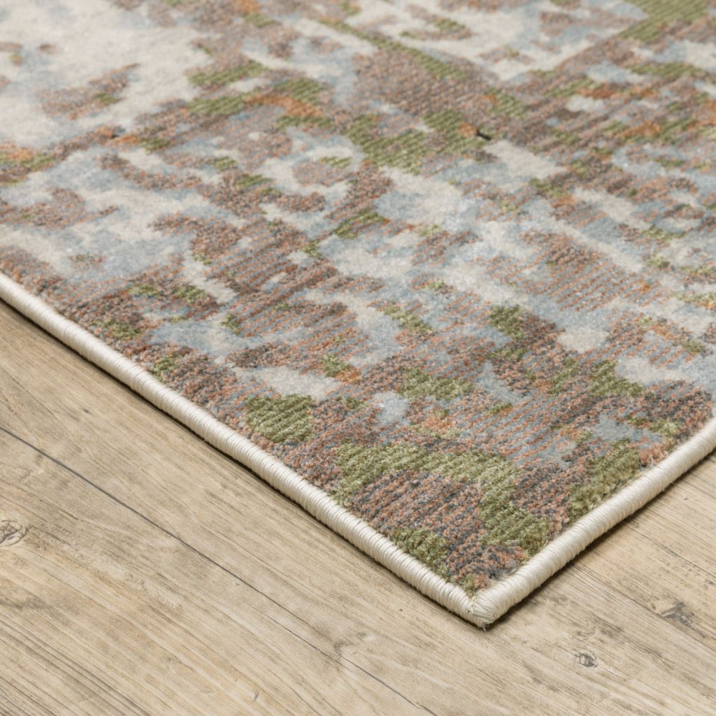 7" X 10" Blue and Gray Abstract Power Loom Area Rug