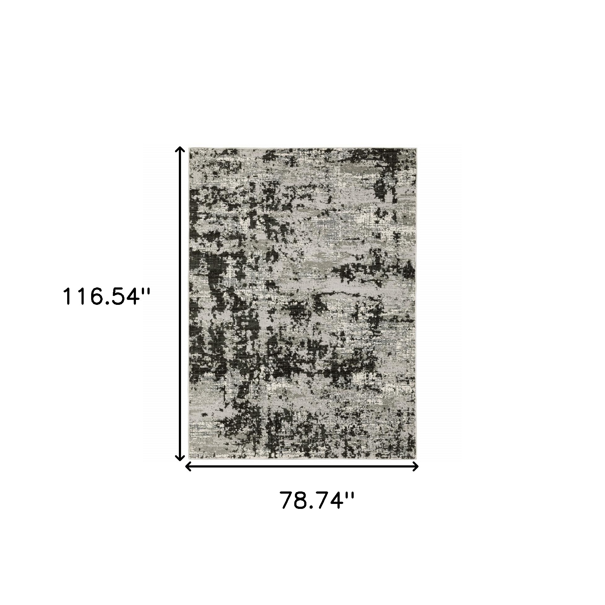 7" X 10" Gray and Ivory Abstract Power Loom Area Rug