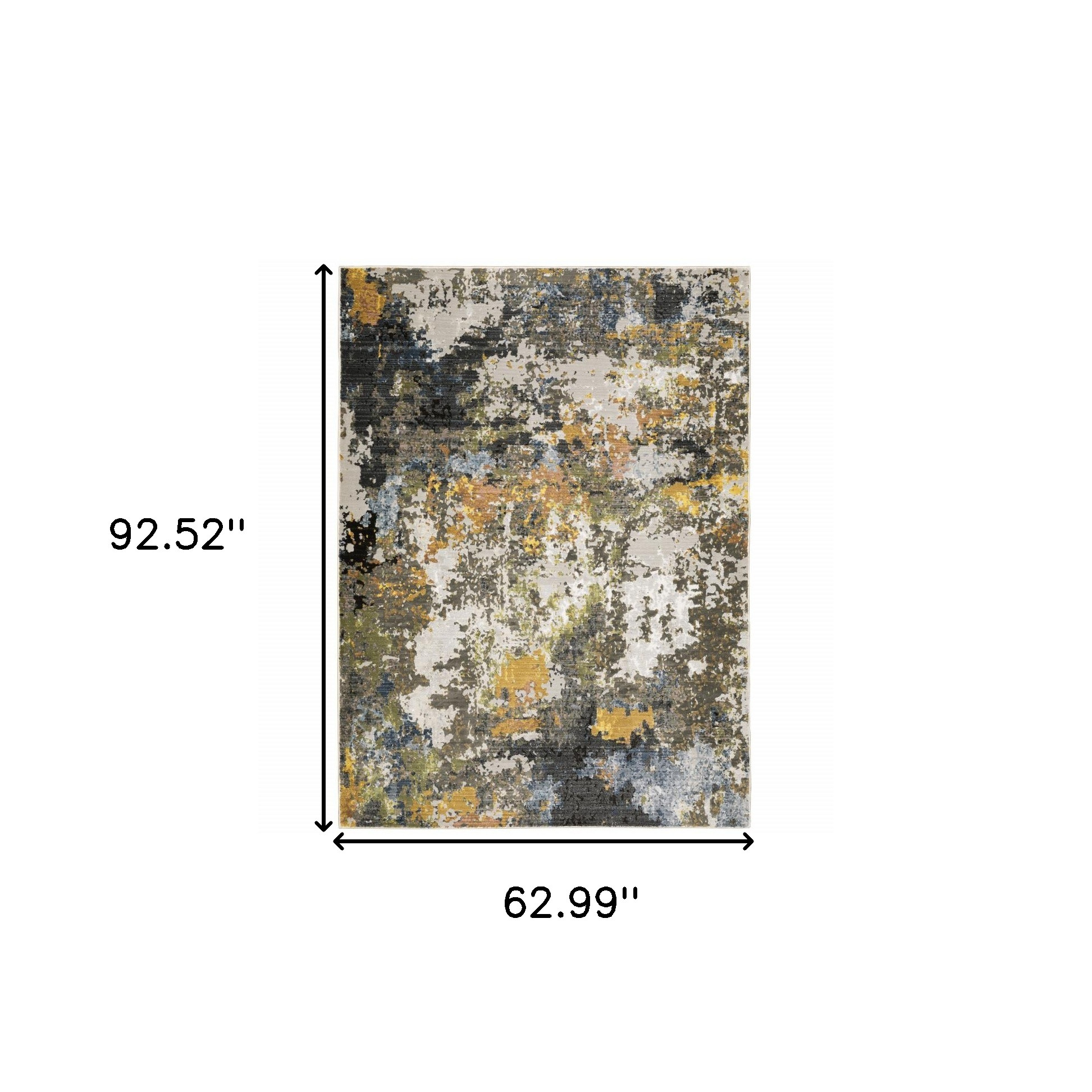 5" X 8" Grey Gold Blue Orange Beige And Brown Abstract Power Loom Stain Resistant Area Rug