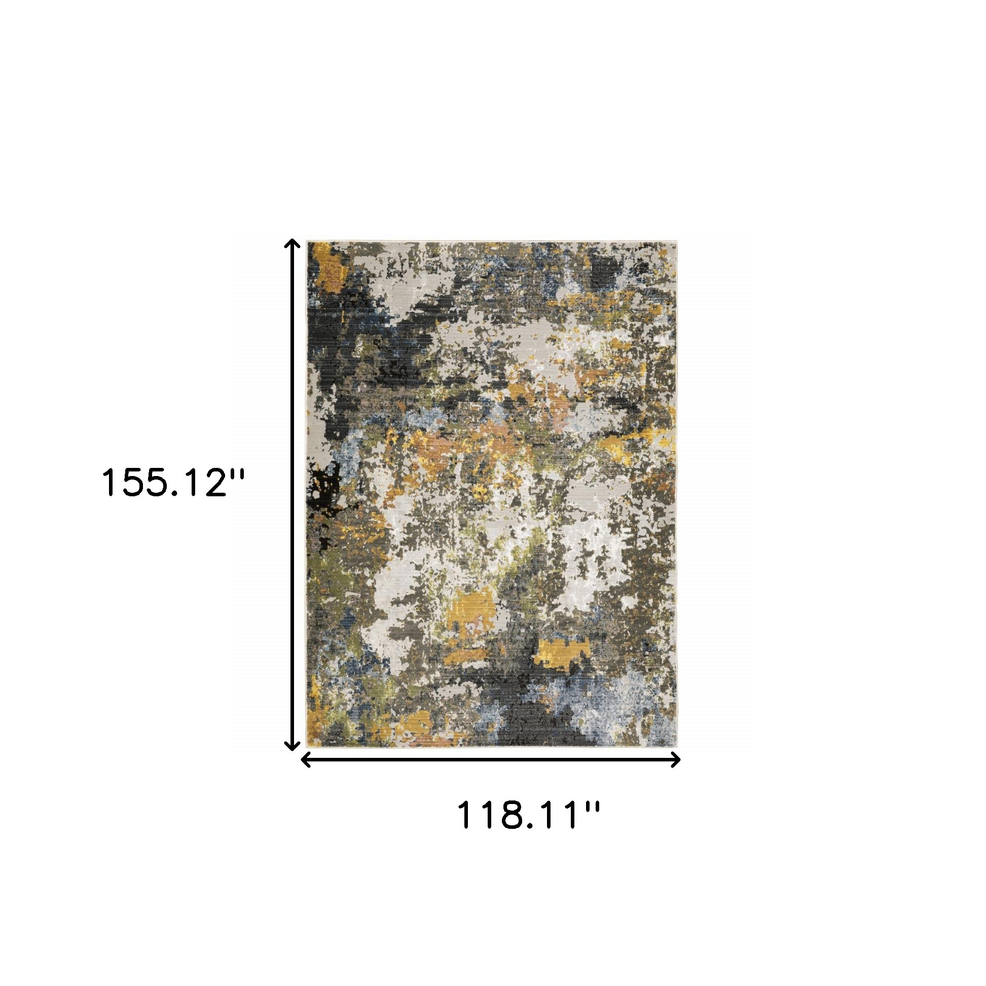 10" X 13" Grey Gold Blue Orange Beige And Brown Abstract Power Loom Stain Resistant Area Rug