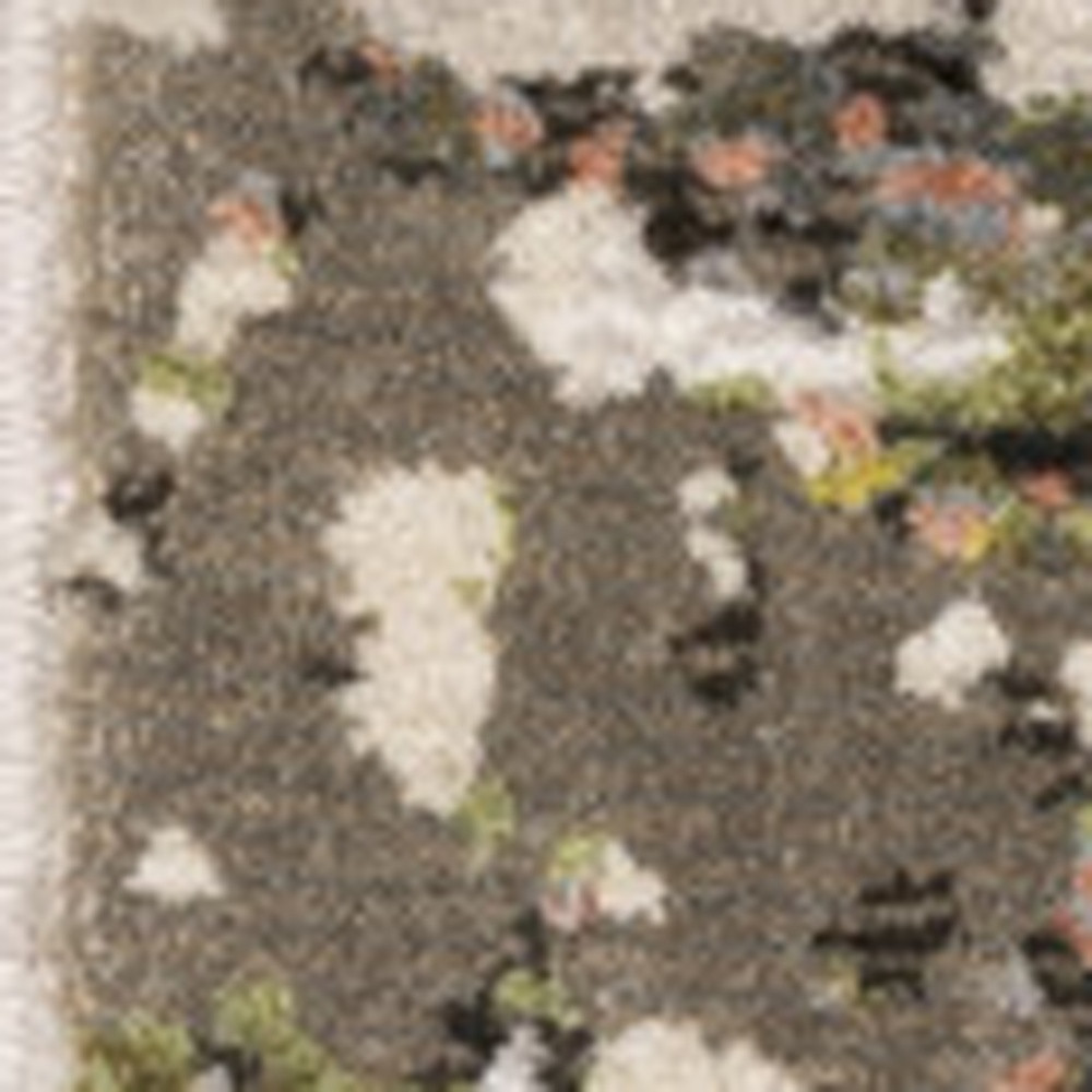 5" X 8" Grey Green Gold Blue And Beige Abstract Power Loom Stain Resistant Area Rug