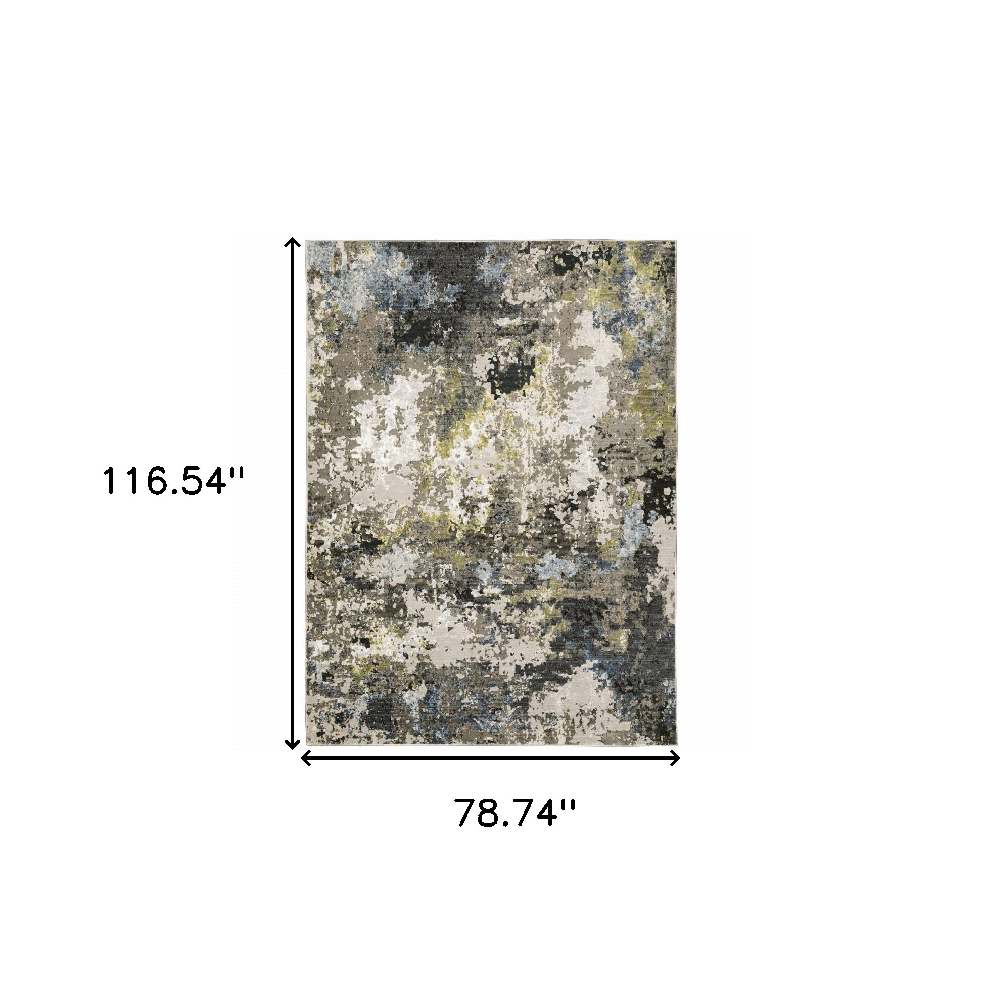 7" X 10" Blue and Gray Abstract Power Loom Area Rug