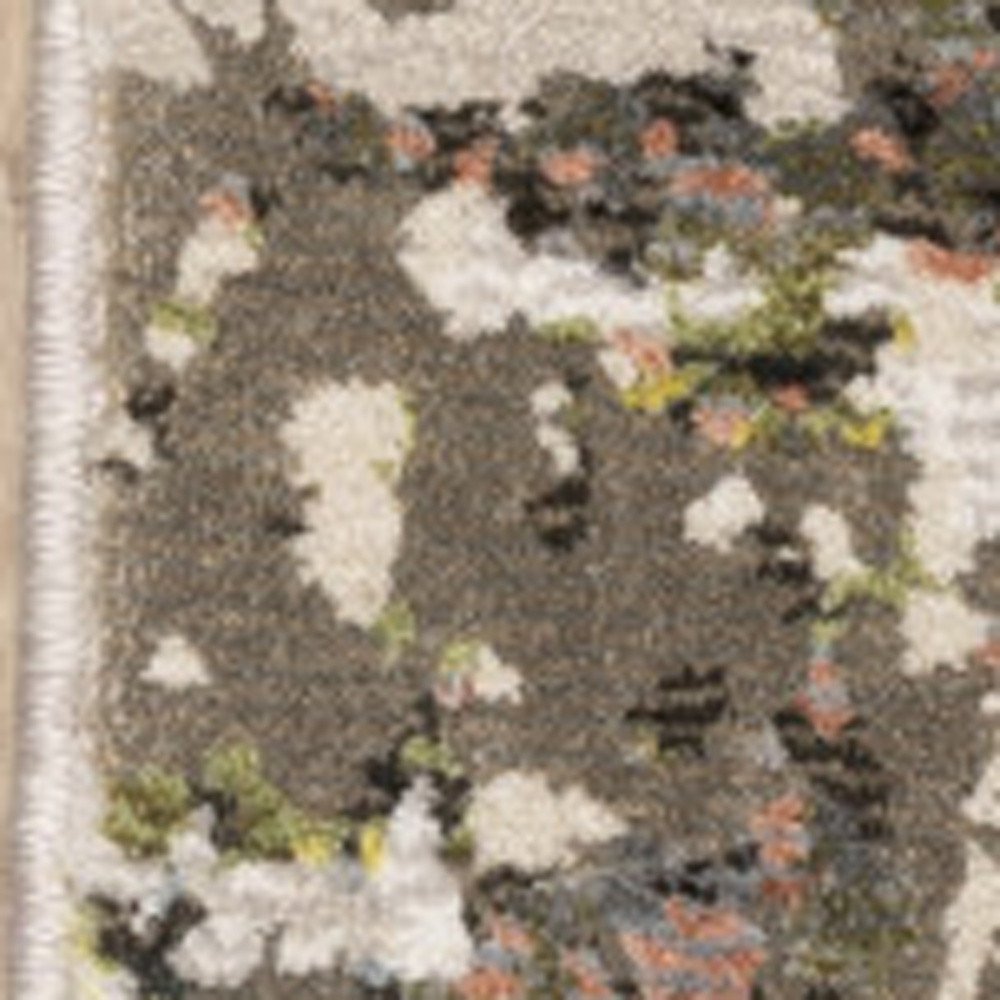 7" X 10" Blue and Gray Abstract Power Loom Area Rug