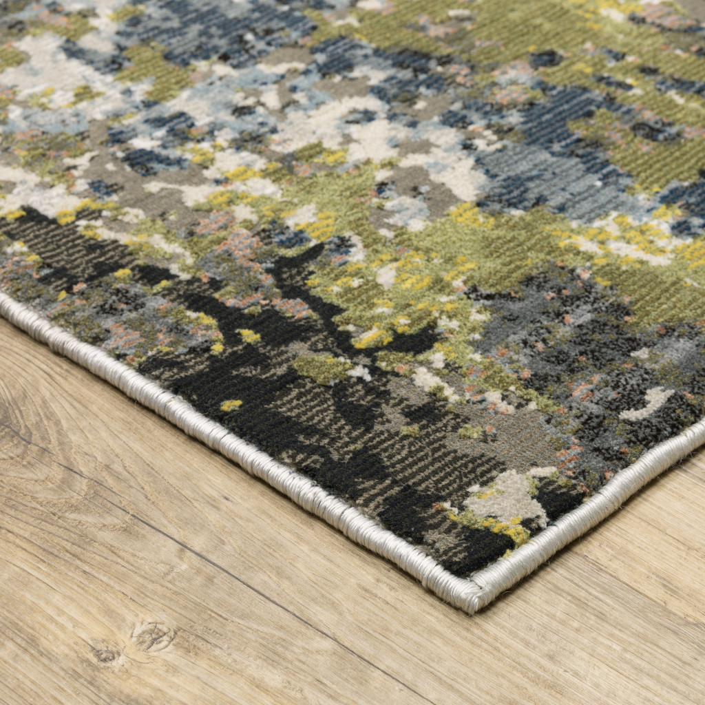 7" X 10" Blue and Gray Abstract Power Loom Area Rug