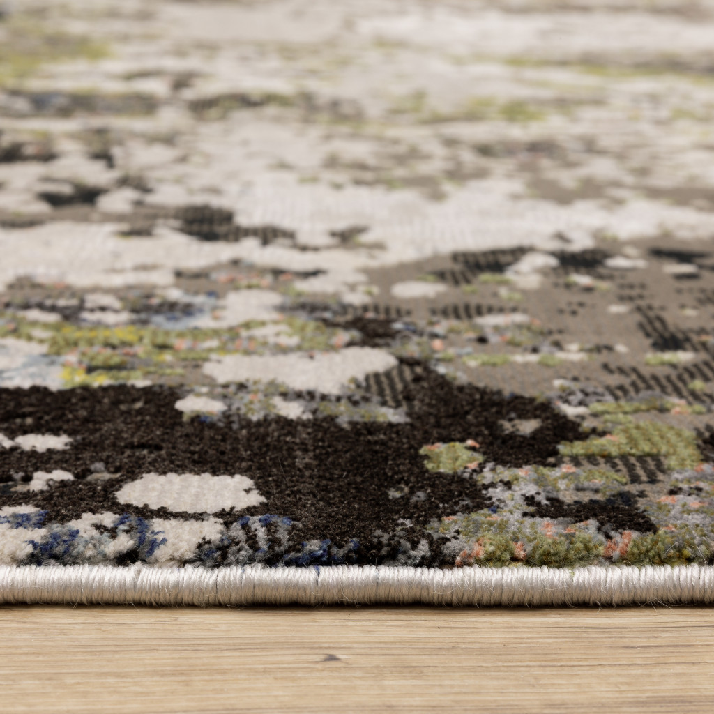 7" X 10" Blue and Gray Abstract Power Loom Area Rug