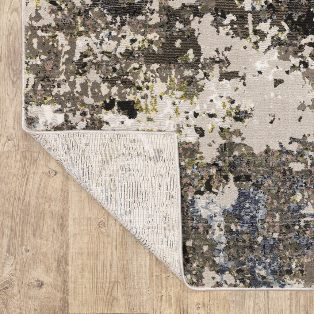 7" X 10" Blue and Gray Abstract Power Loom Area Rug